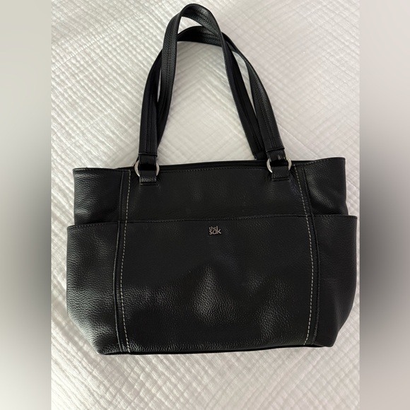 The Sak Black Leather Ashby Satchel Tote Purse - Picture 3 of 16